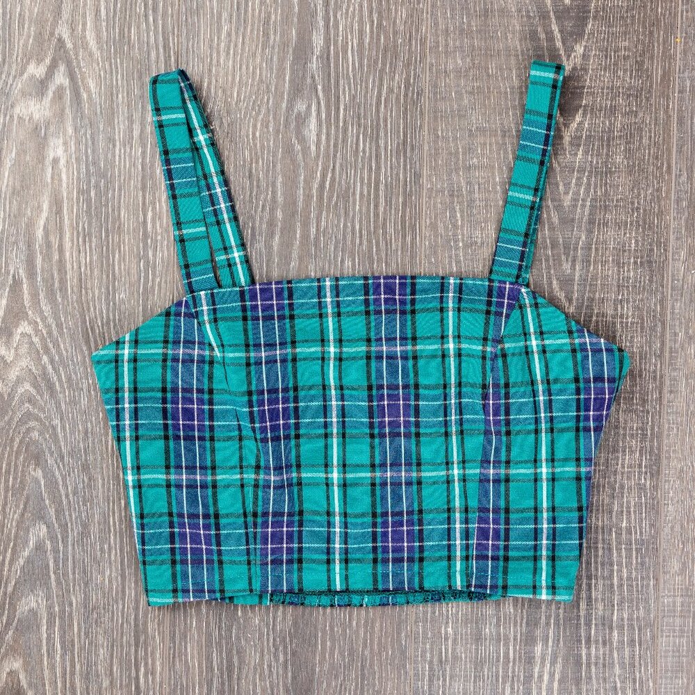 Forever 21 Green Plaid Top Small